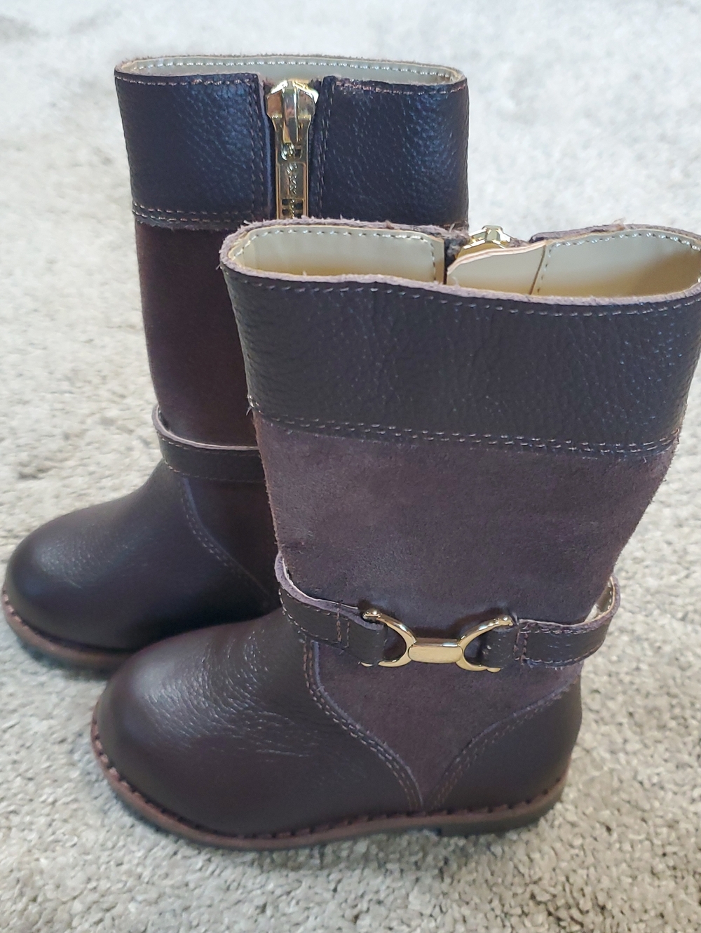 Janie & Jack Kids Leather/ Suede Brown Riding Boots, Never Worn. Size 4